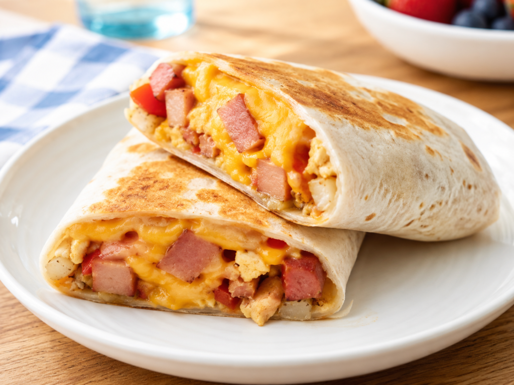 夏休みの昼ごはんにおすすめのハムとチーズを包んだフライパンで作る簡単ブリトー