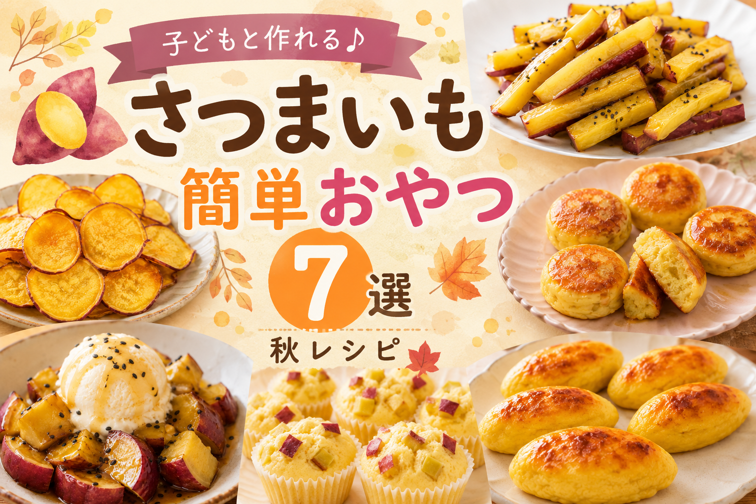 さつまいもの簡単おやつ7選を紹介する秋レシピのアイキャッチ画像