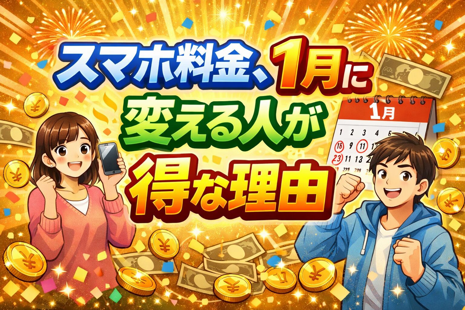 スマホ料金を1月に見直すとお得になる理由を伝えるアイキャッチ画像