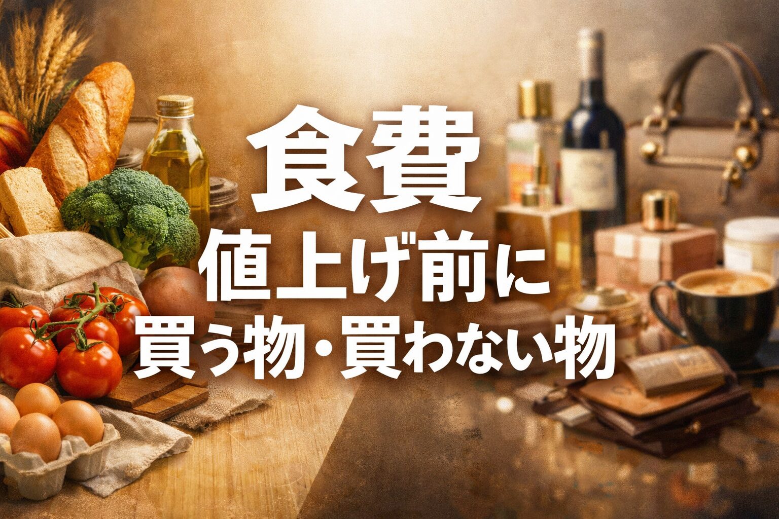 食費の値上げ前に買う物・買わない物の判断をテーマにした家計防衛イメージ