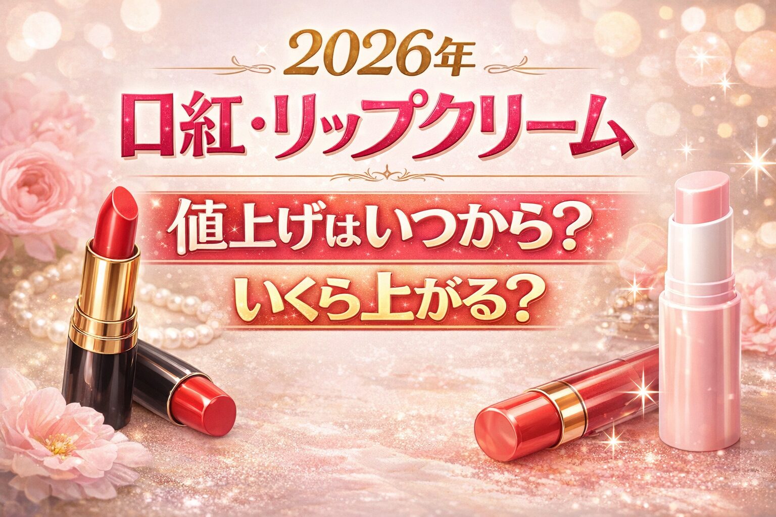 2026年の口紅・リップクリーム値上げはいつからでいくら上がるのかを解説するおしゃれなバナー画像