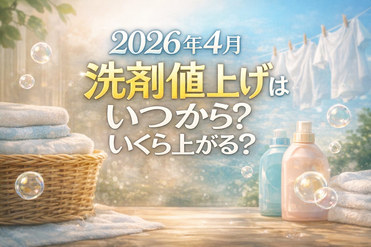 2026年4月の洗剤値上げはいつから始まるのか、いくら上がるのかを解説する横長バナー画像